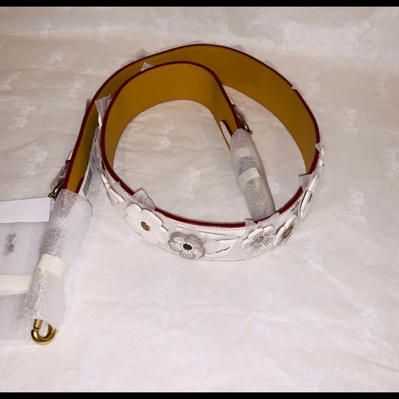 Coach Tea Rose Novelty Bag Strap White New - Picture 4 of 6